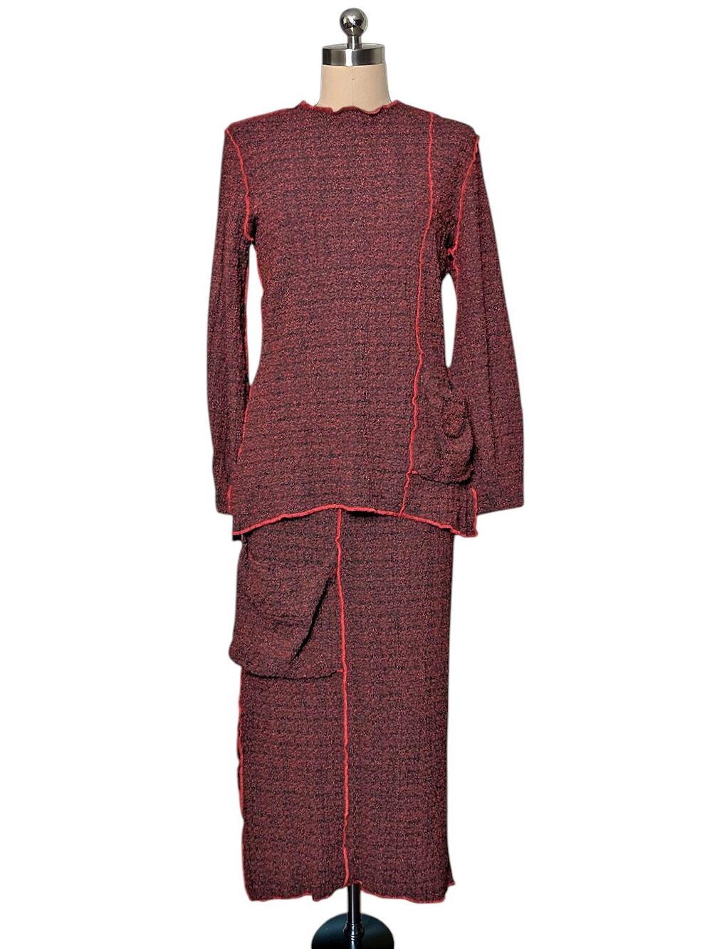 Statement DESIGN TODAYS Textured Knit Cargo Pocket Shirt Skirt Set Outfit S